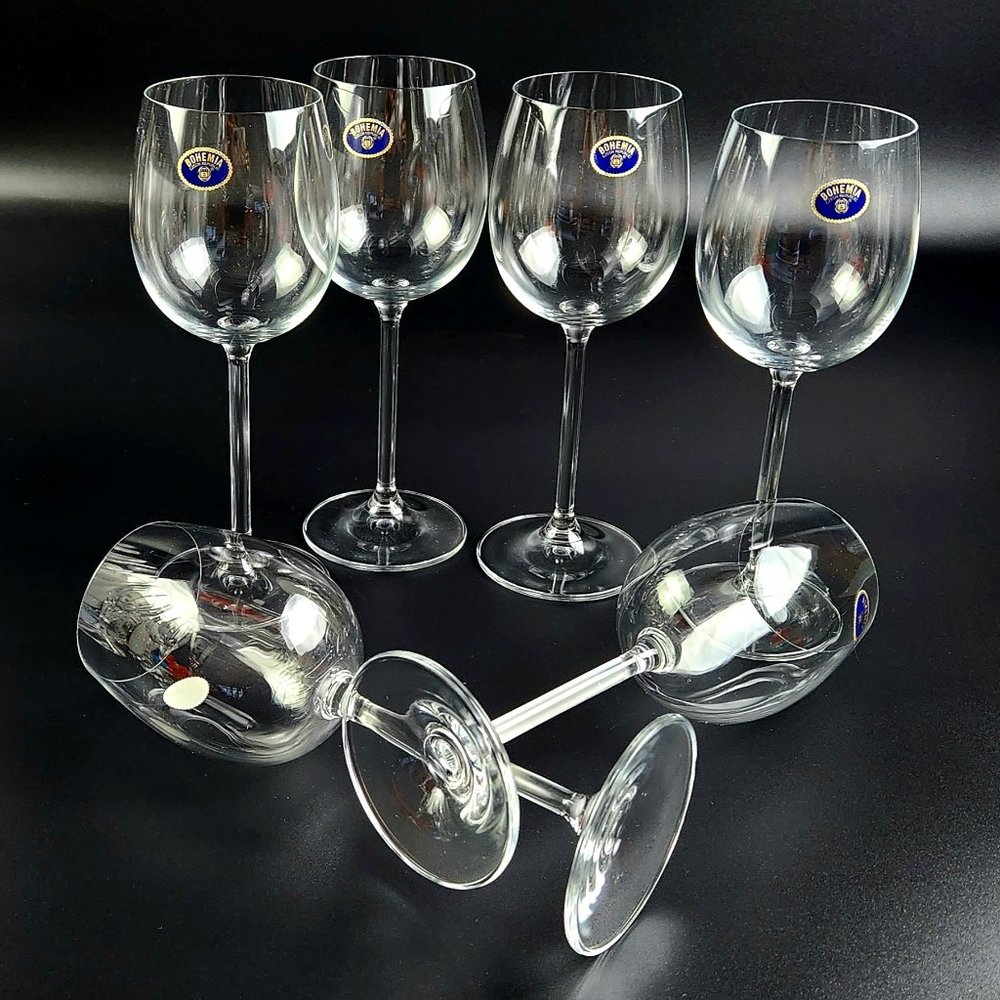 Vintage Wine Glass BOC275 by BOHEMIA CRYSTAL-CRYSTALEX - Set of 4 - 8 1/4" Tall